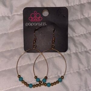 Paparazzi Goldtone Earrings with Turquoise colored Accents